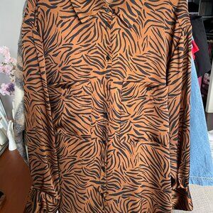 Zara satin animal print shirt